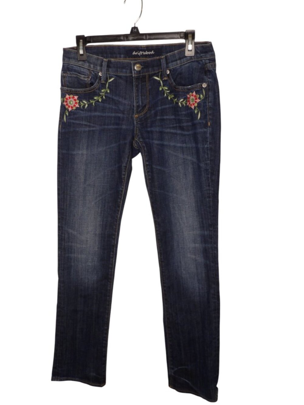 Driftwood Audrey Poinsettia Jeans Embroidered Floral Skinny Size 28 - Picture 2 of 10